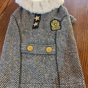 Black herringbone coat